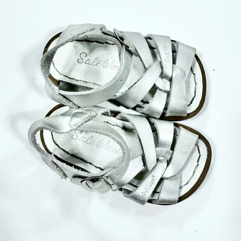 Salt water sandals by hoy silver metallic classic sandal 4